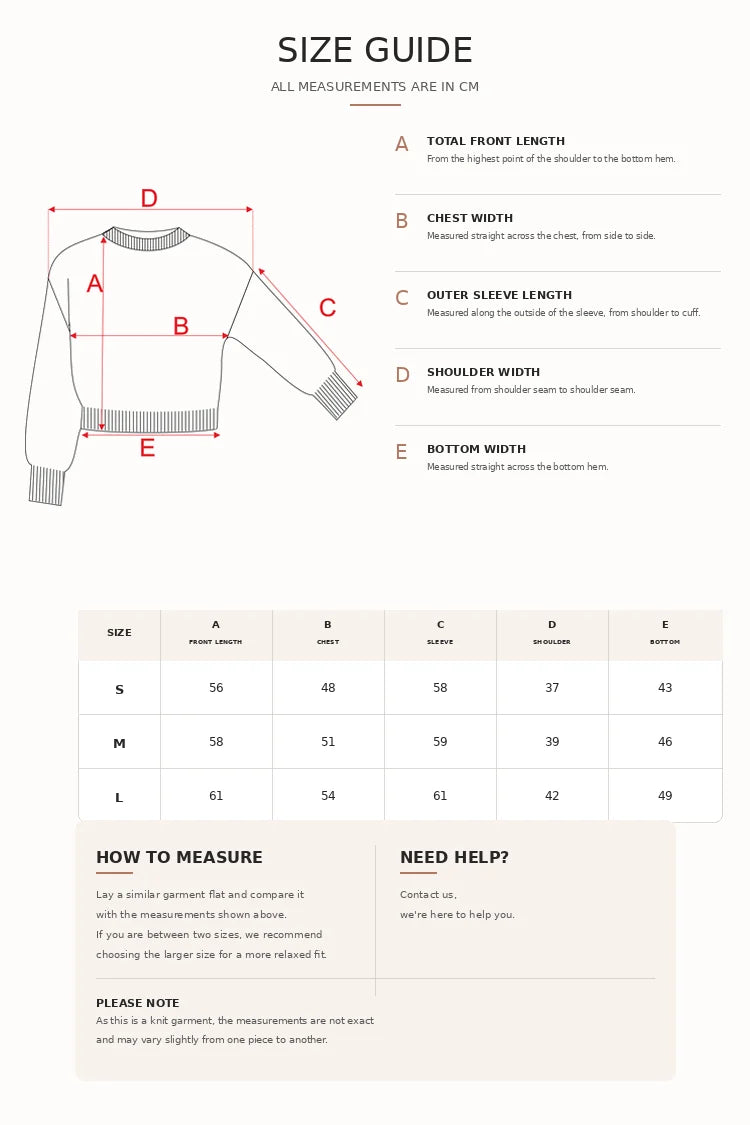Babol Jumper Brick sweater by SUITE13LAB featuring a knitted jersey texture in a size guide image
