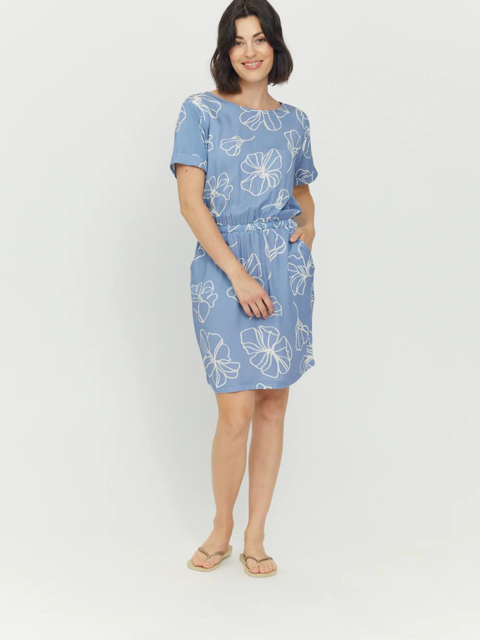 Valera Printed Dress Blue Lilac | Mazine