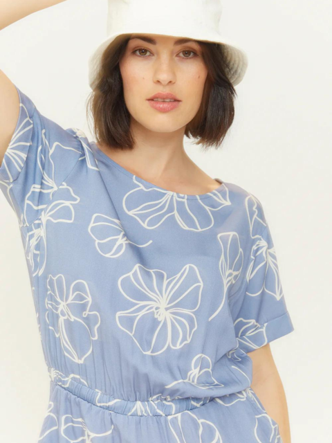 Valera Printed Dress Blue Lilac | Mazine