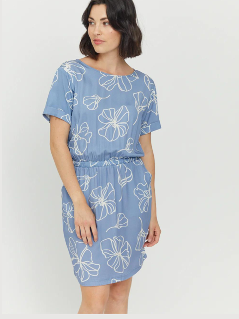 Valera Printed Dress Blue Lilac | Mazine