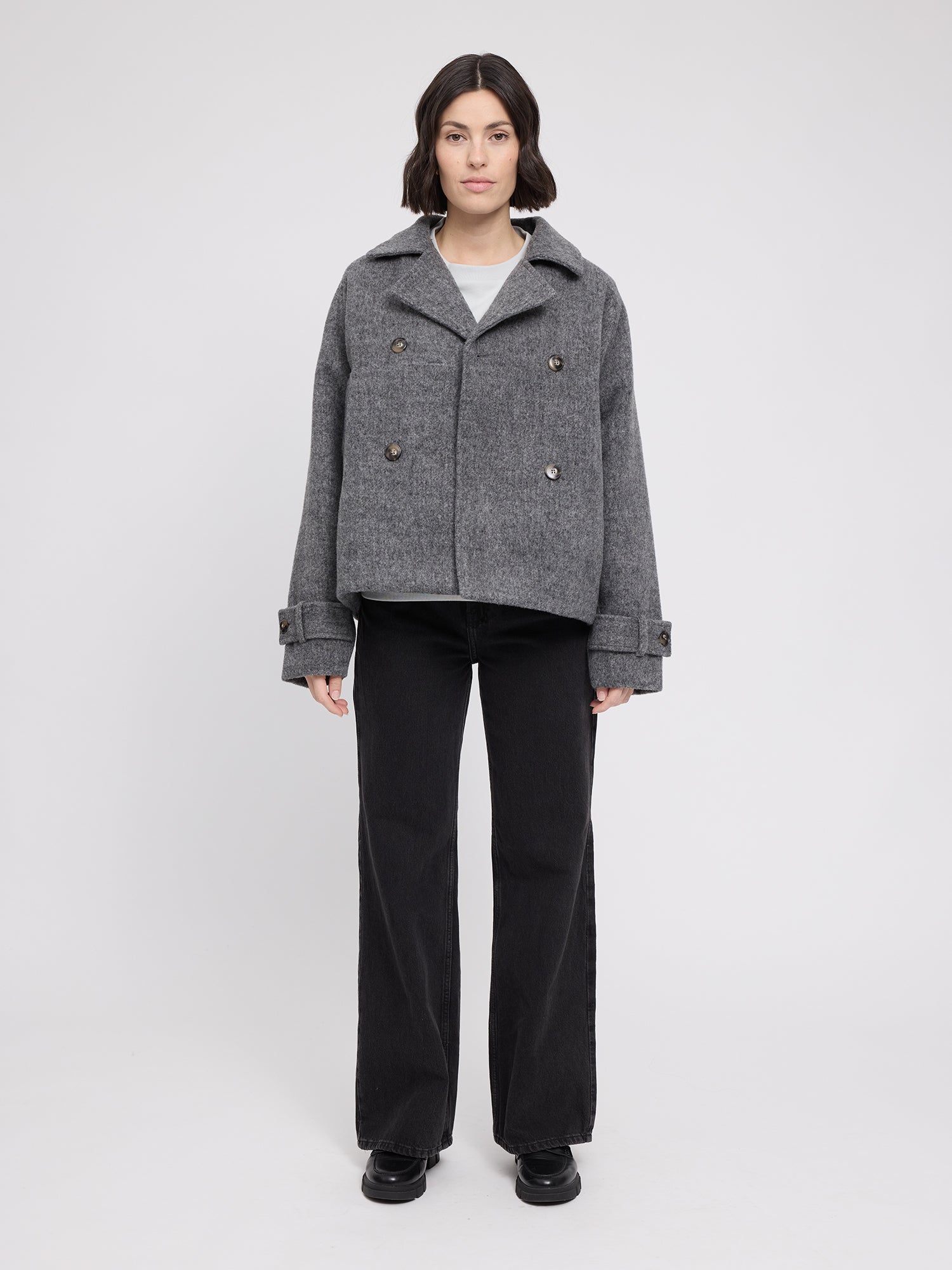 Coat Vegan Wool Anthracite Mel Woman | MAZINE