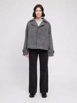 Coat Vegan Wool Anthracite Mel Woman | MAZINE