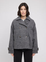 Coat Vegan Wool Anthracite Mel Woman | MAZINE