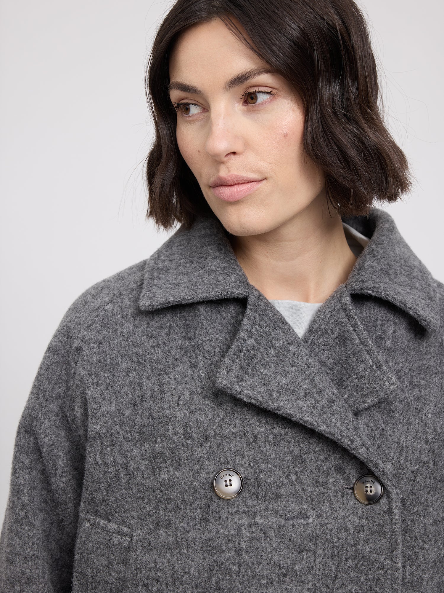 Coat Vegan Wool Anthracite Mel Woman | MAZINE