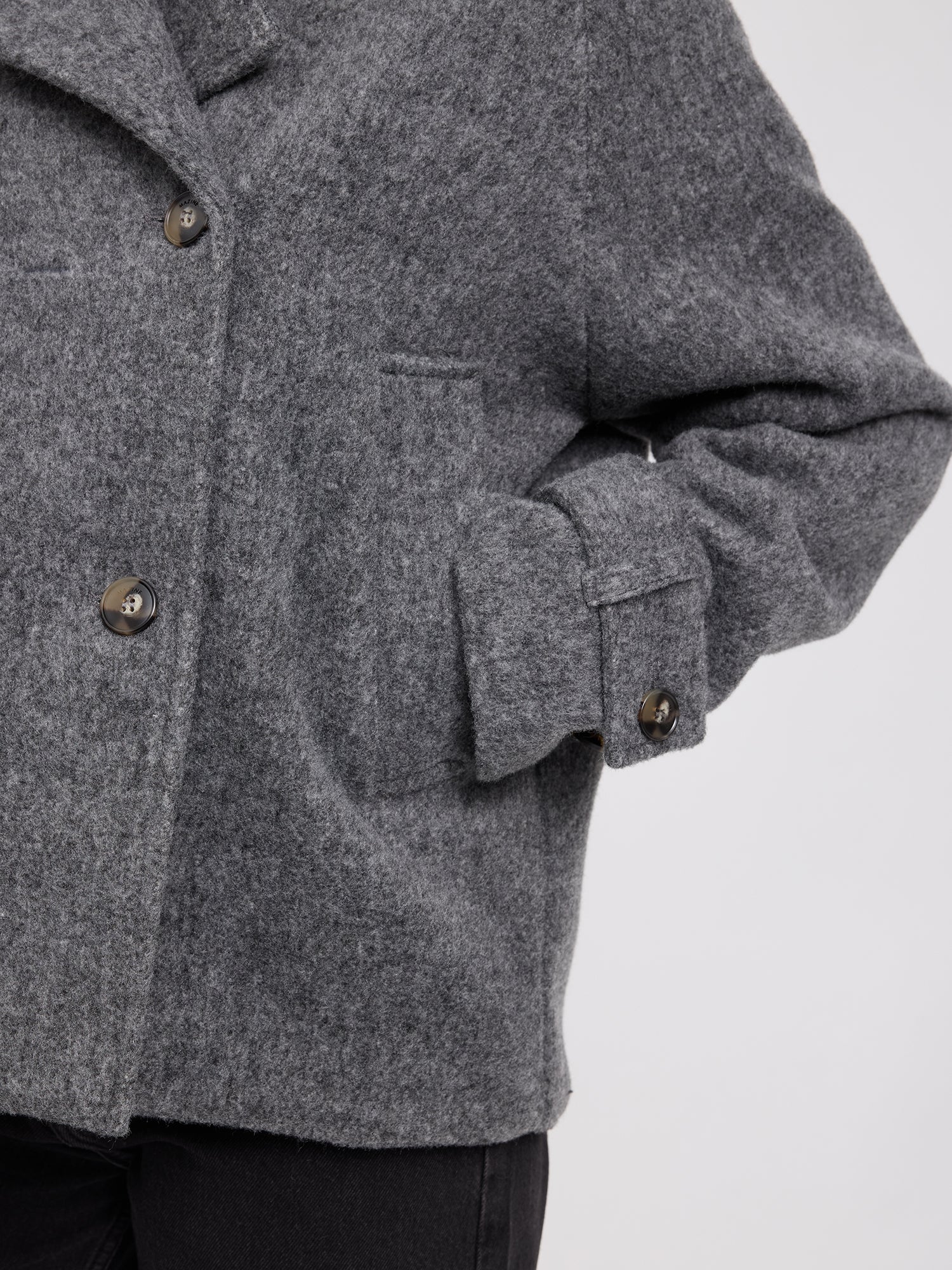 Coat Vegan Wool Anthracite Mel Woman | MAZINE