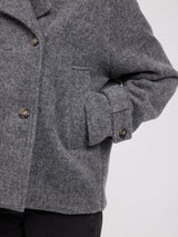 Coat Vegan Wool Anthracite Mel Woman | MAZINE