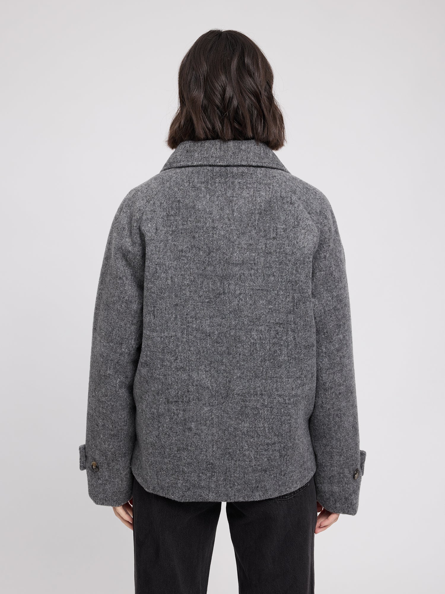 Coat Vegan Wool Anthracite Mel Woman | MAZINE