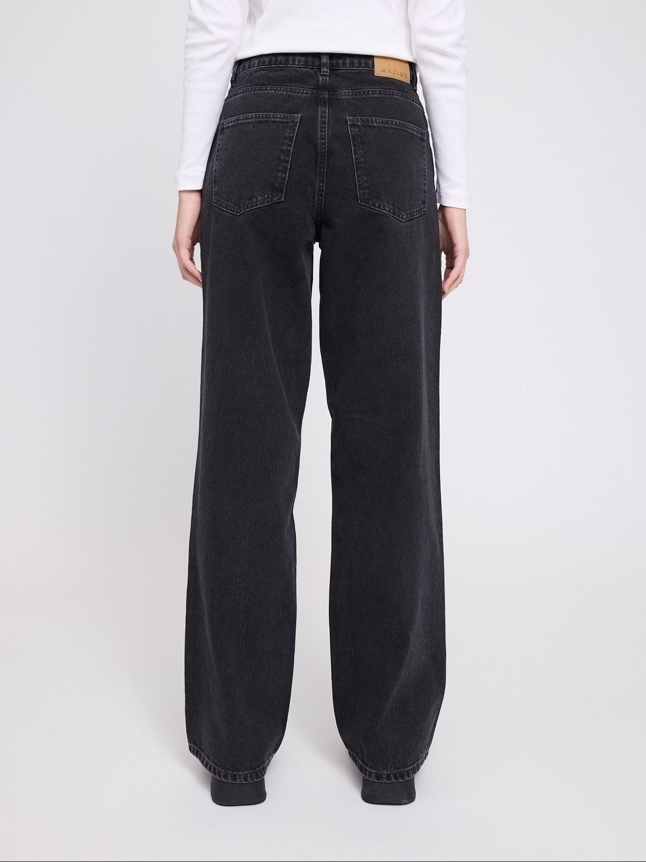 Dark grey wide-leg cotton trousers for women by MAZINE, featuring a relaxed fit and stylish design.