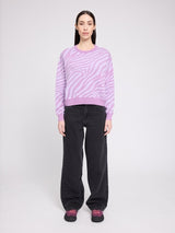 Maglione in maglia jacquard zebrato grape pink/pastel lilac | MAZINE