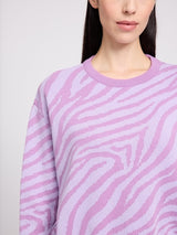 Maglione in maglia jacquard zebrato grape pink/pastel lilac | MAZINE