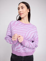 Maglione in maglia jacquard zebrato grape pink/pastel lilac | MAZINE