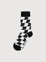 Socks Sigtuna Pepita Cats Black in organic cotton | Dedicated