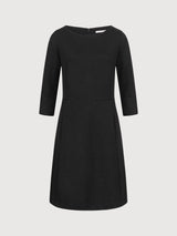 Dress with U-Boot Neckline Black with Virgin Wool | Lanius