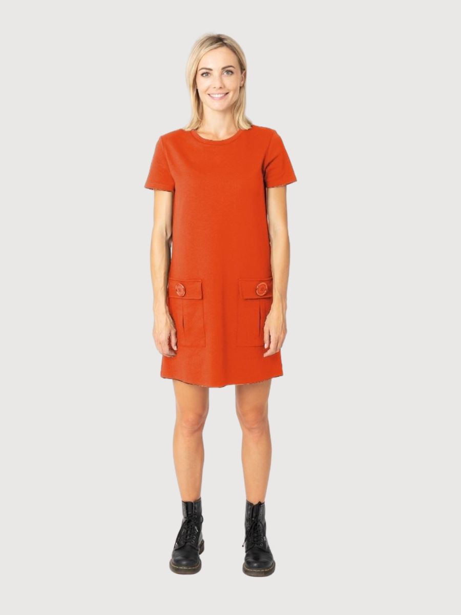 Red Marion Dress in Organic Cotton | Cora Happywear