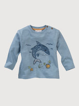 Baby Shark Blue Long Sleeve Shirt in Organic Cotton | People wear Organic