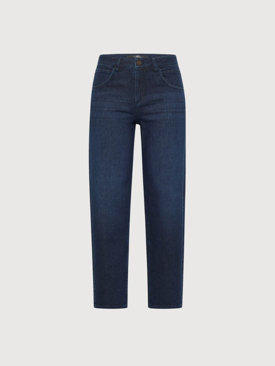 Girlfriend jeans dark blue denim in organic cotton | Lanius