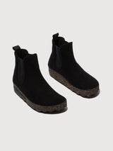Black Caia Chelsea Ankle Boots in Natural Wool | Asportuguesas