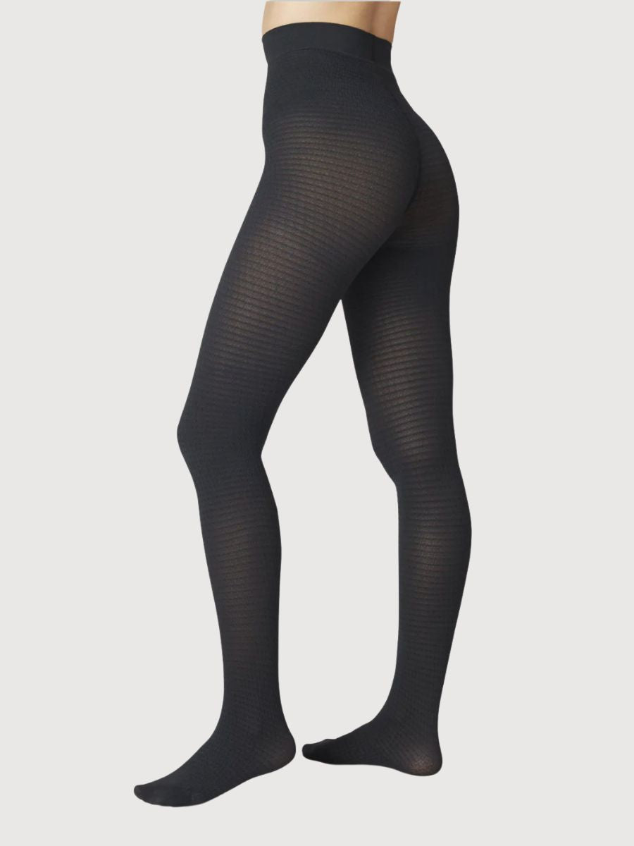 Agnes Black Tights in Recycled Polyamide | Swedish Stockings