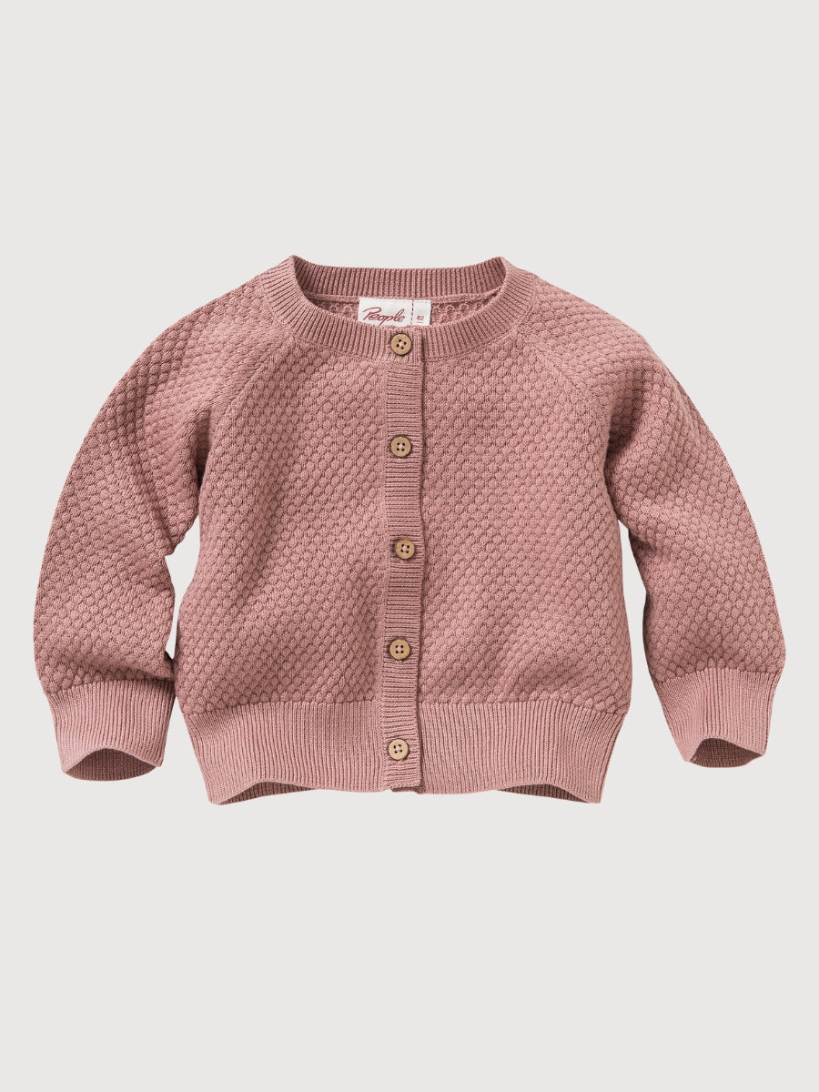 Quartz pink knit jacket in organic cotton | People Wear Organic