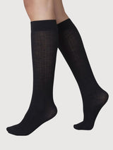 Freja Tights in Organic Wool Black| Swedish Stockings