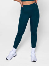 High Waist Compressive Leggings 7/8 Blue in Recycled Polyester | Girlfriend Collective